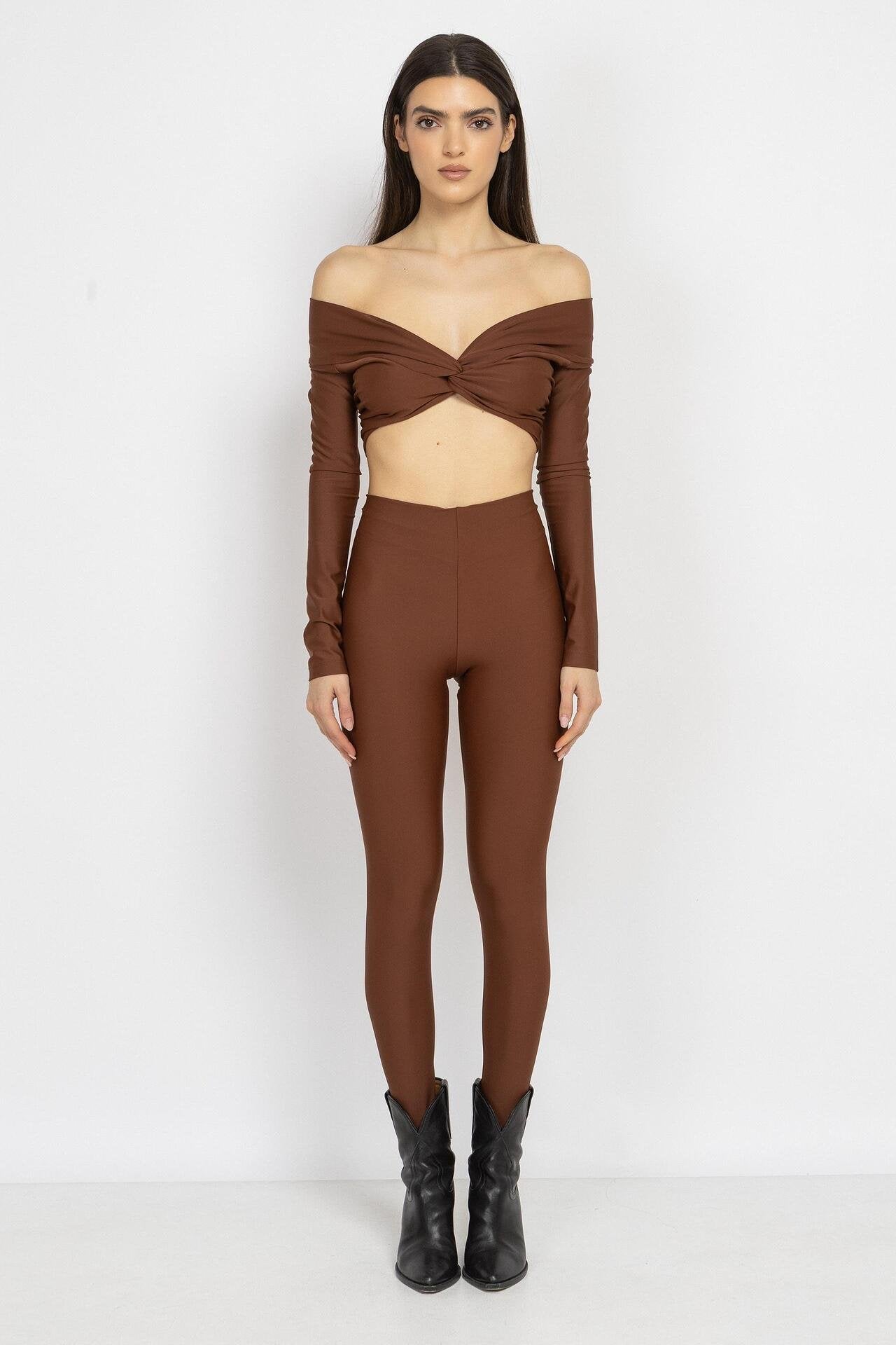 Sculpt Lycra Leggings – Brown