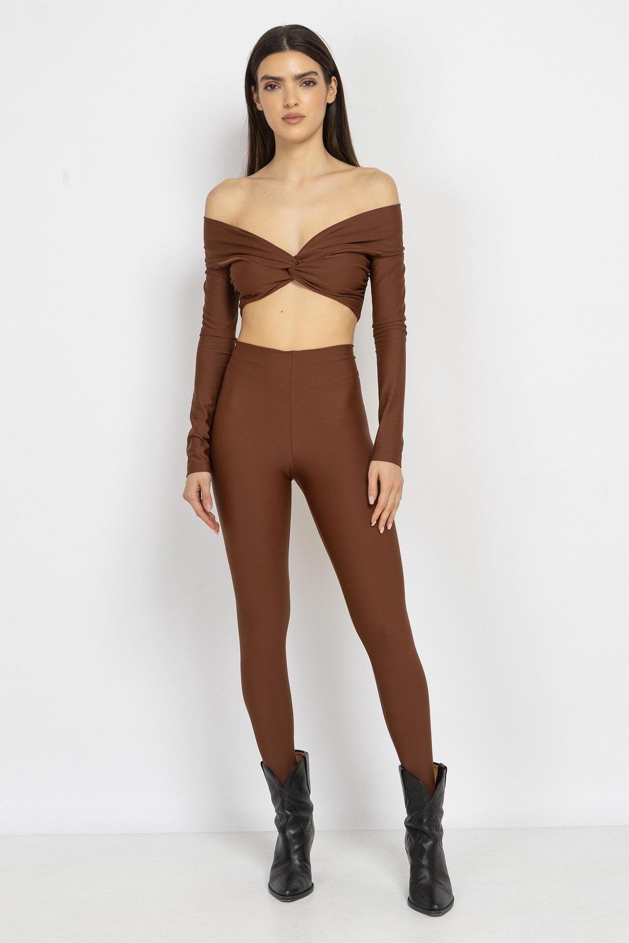 Sculpt Lycra Leggings – Brown