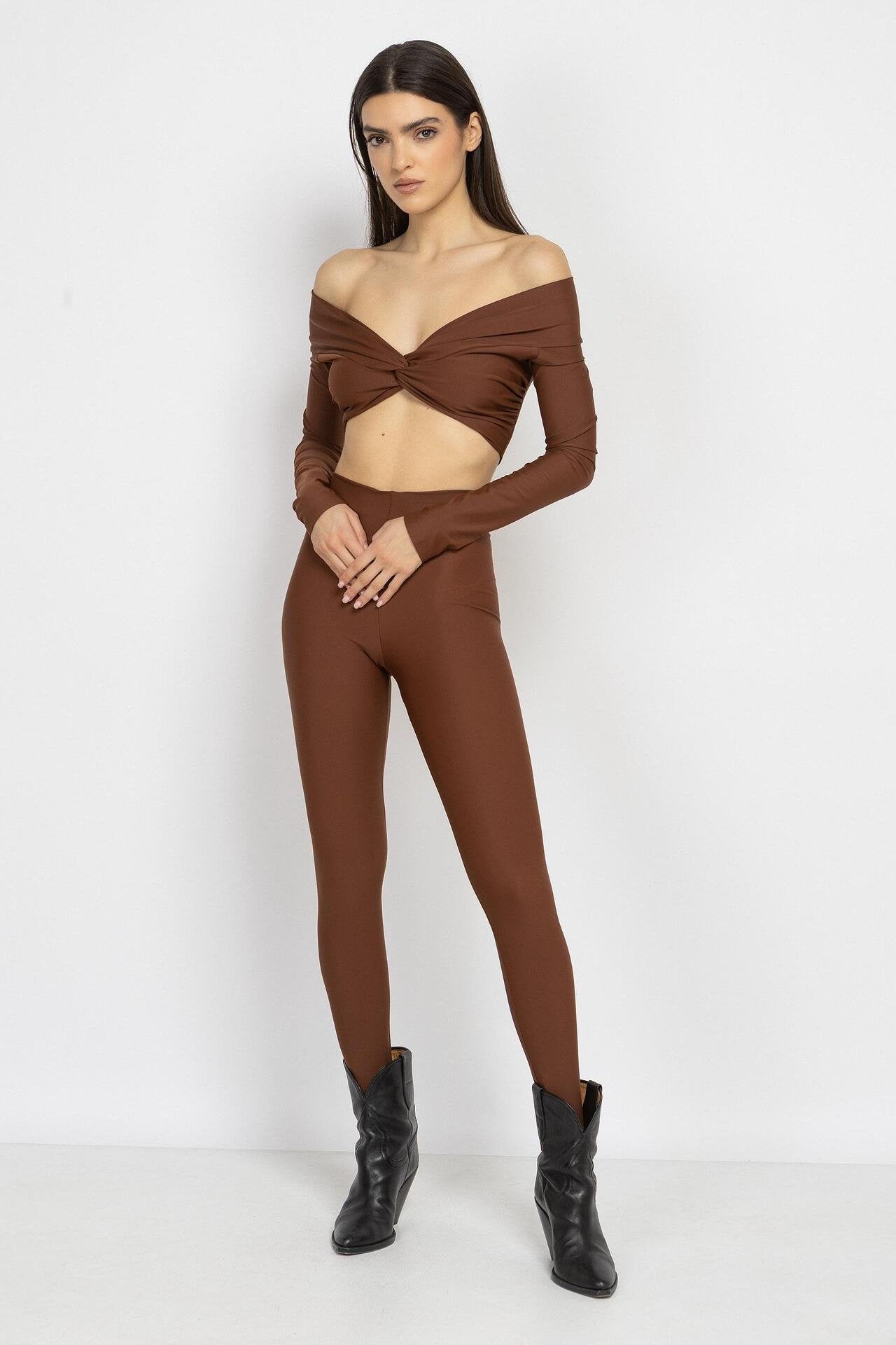 Sculpt Lycra Leggings – Brown
