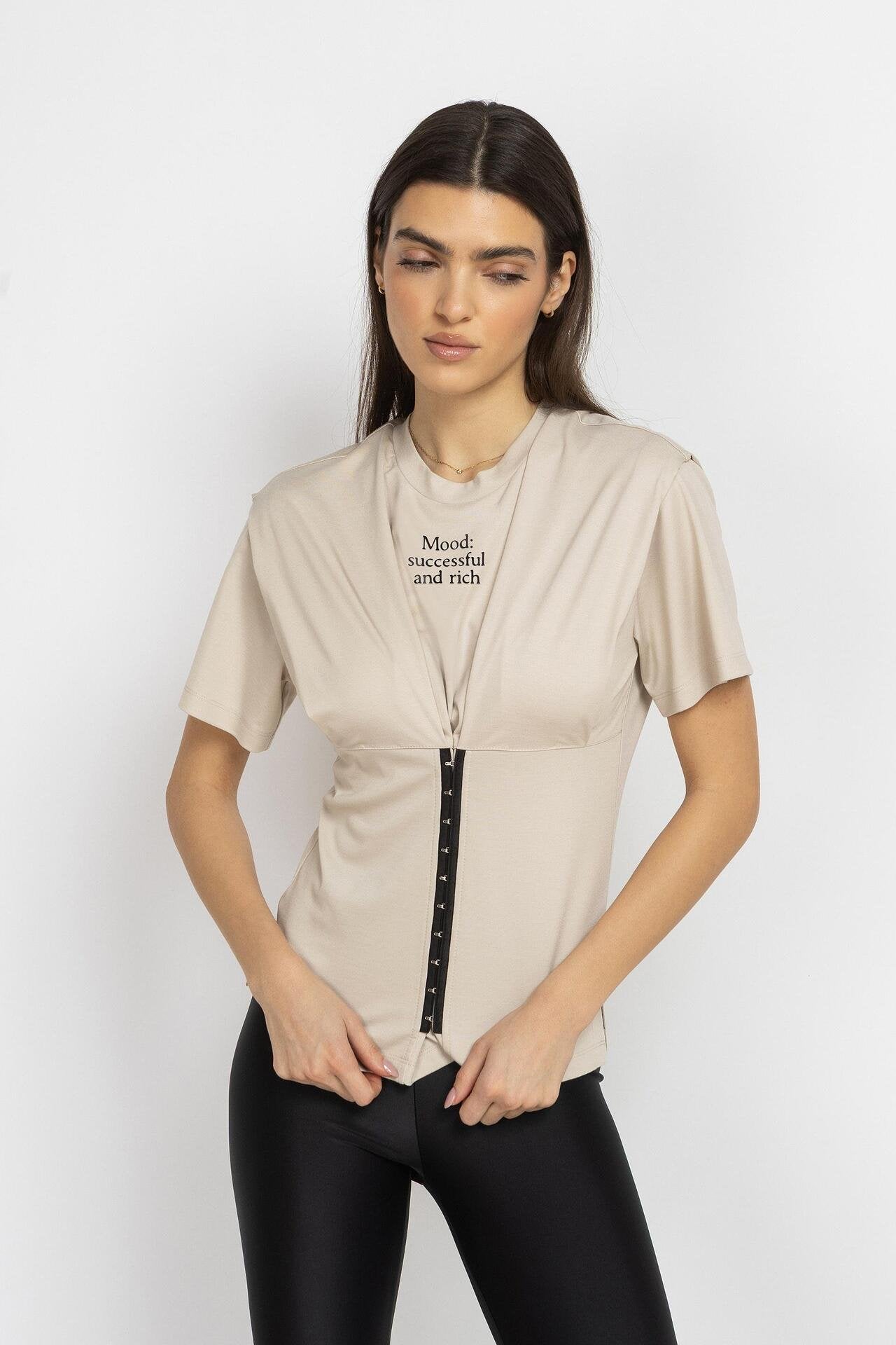 Mood “Successful & Rich” Graphic T-Shirt – Beige