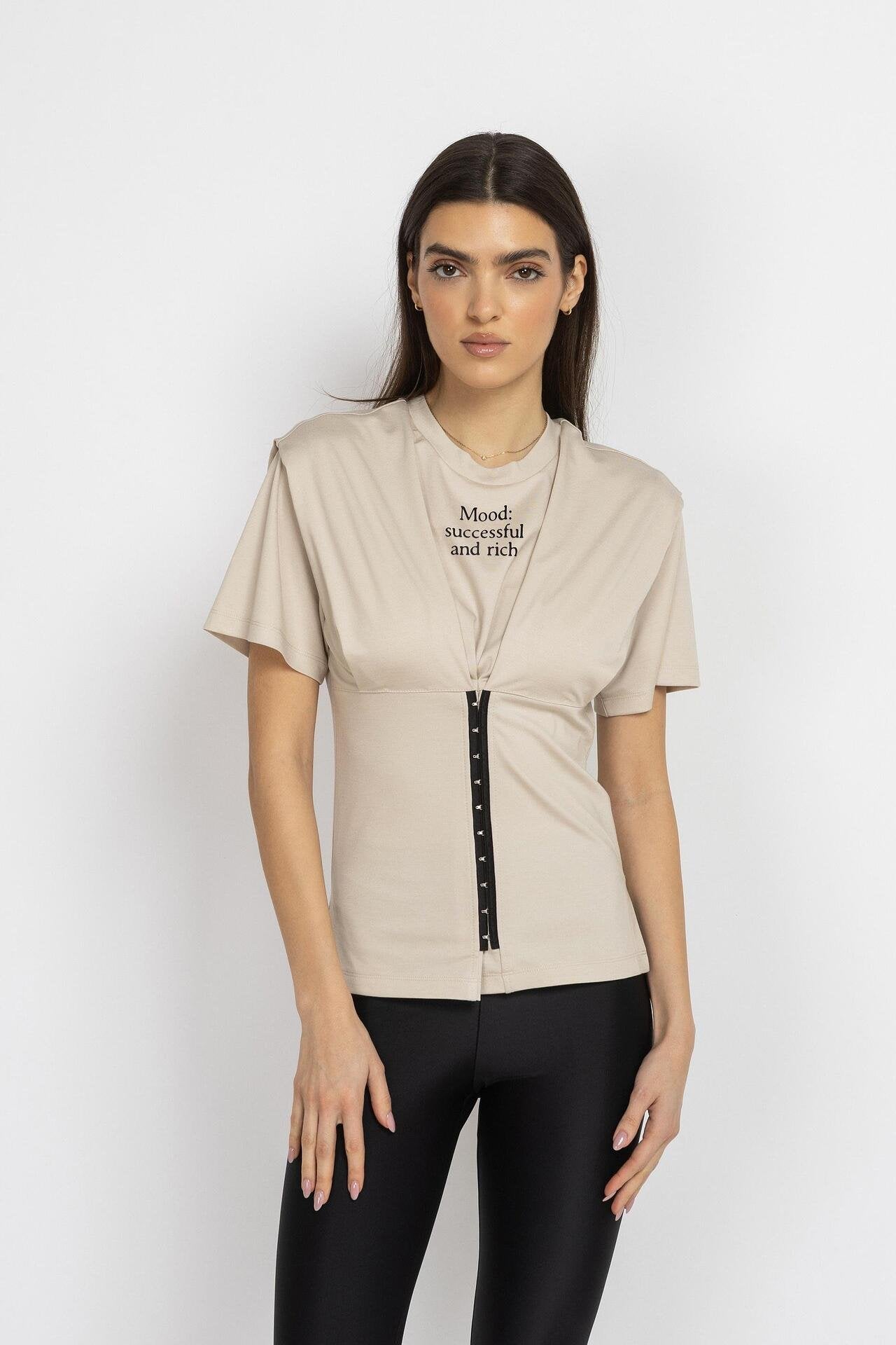 Mood “Successful & Rich” Graphic T-Shirt – Beige
