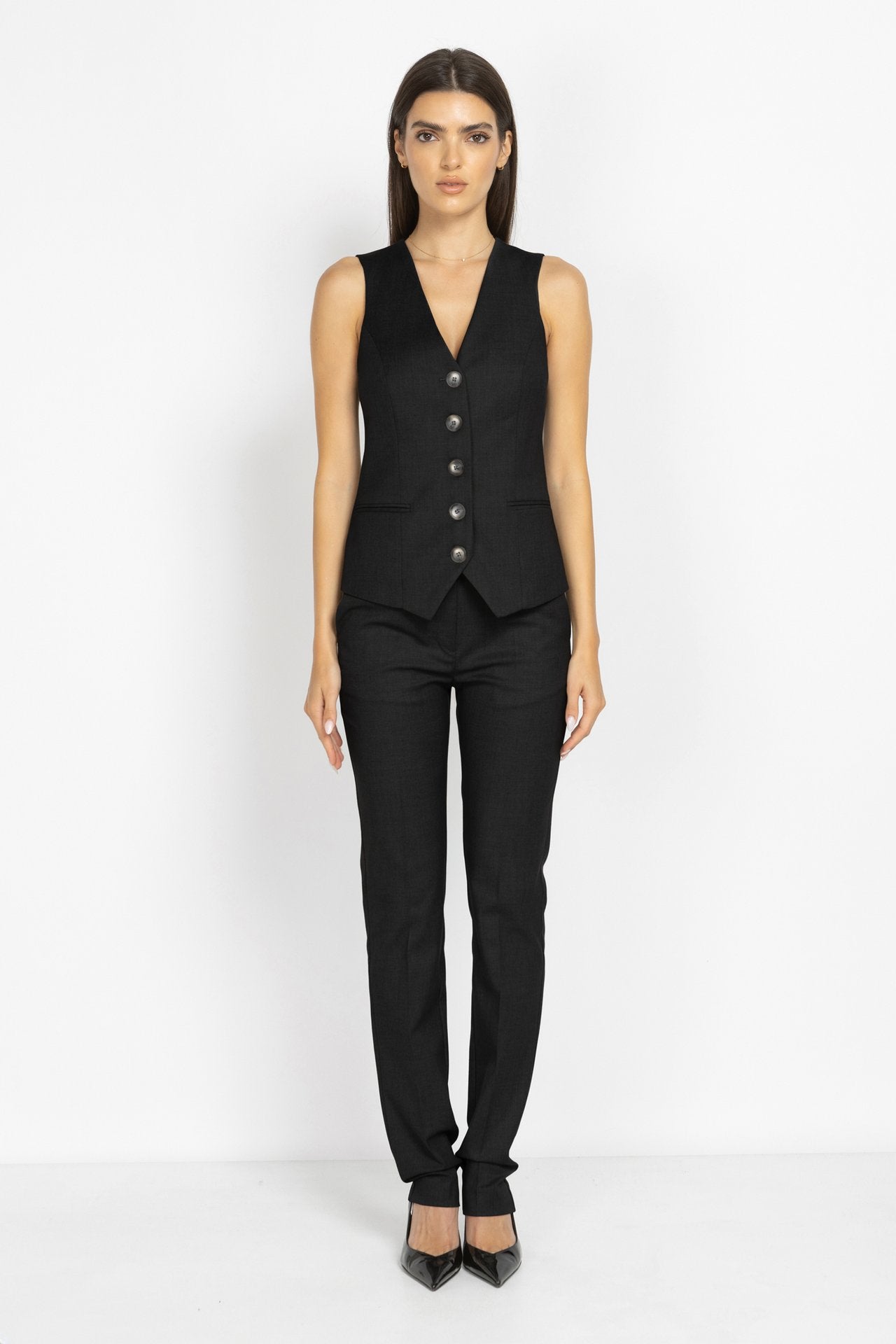 Slim-Fit Tailored Trousers in Black