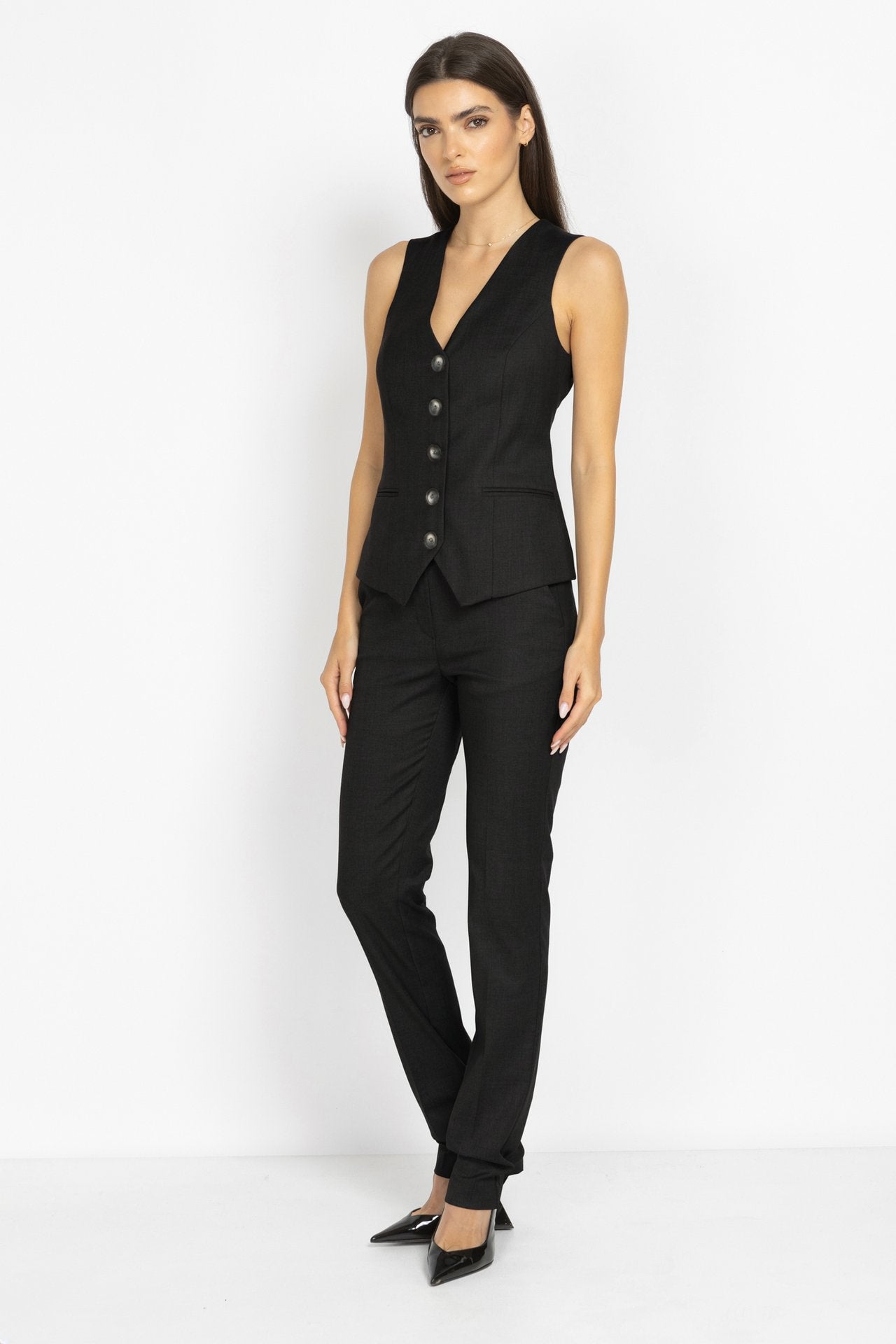 Slim-Fit Tailored Trousers in Black