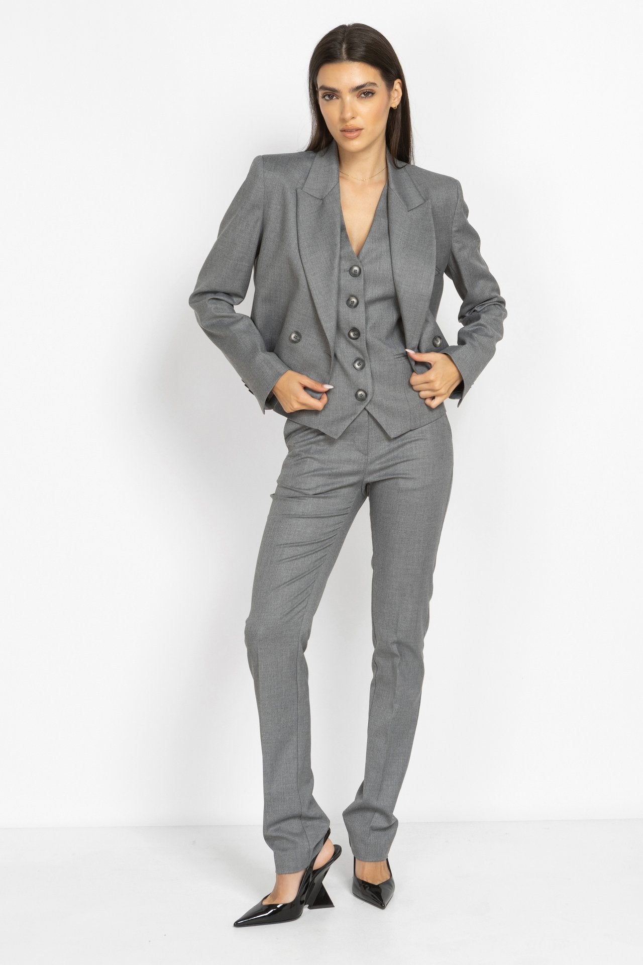 Slim-Fit Tailored Trousers in Grey