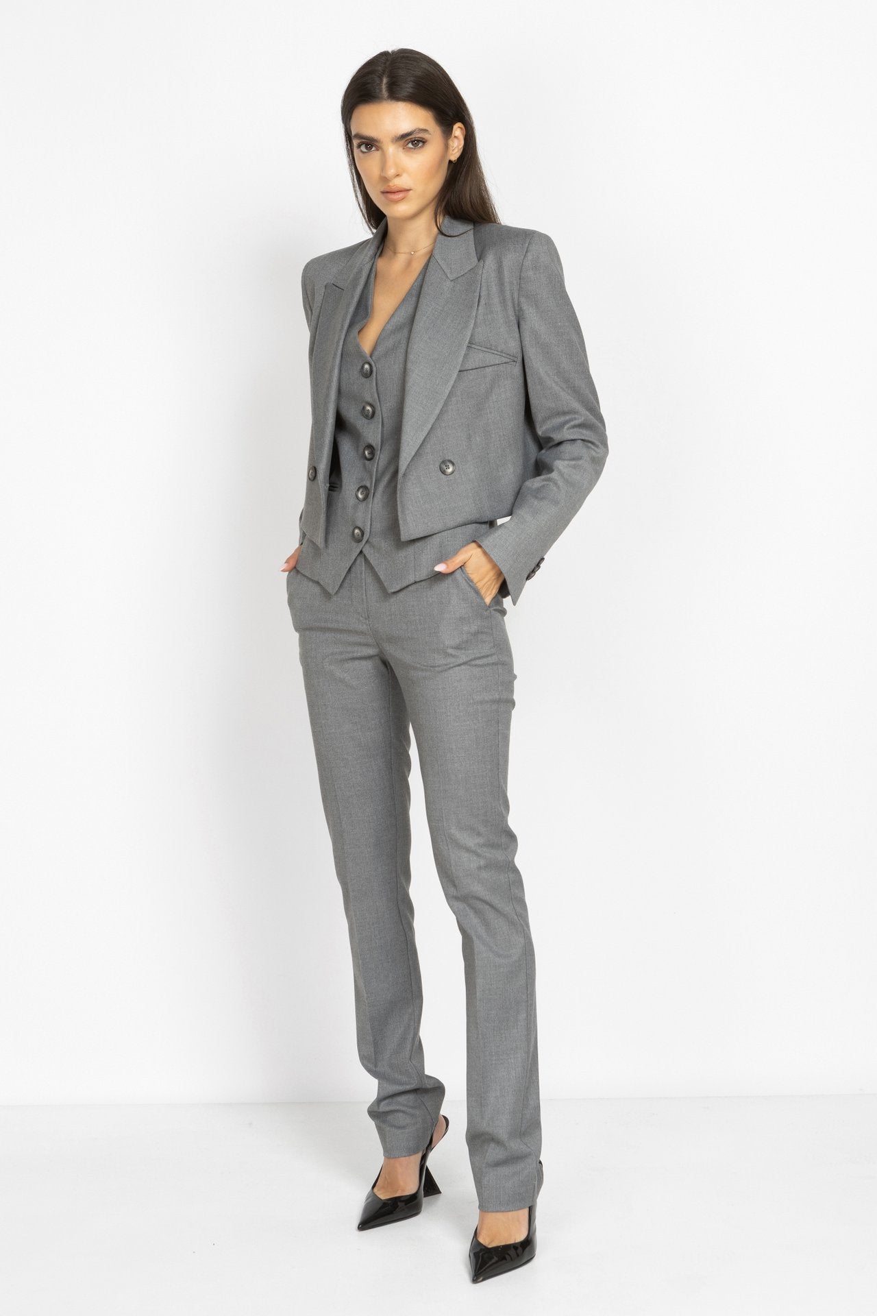Slim-Fit Tailored Trousers in Grey