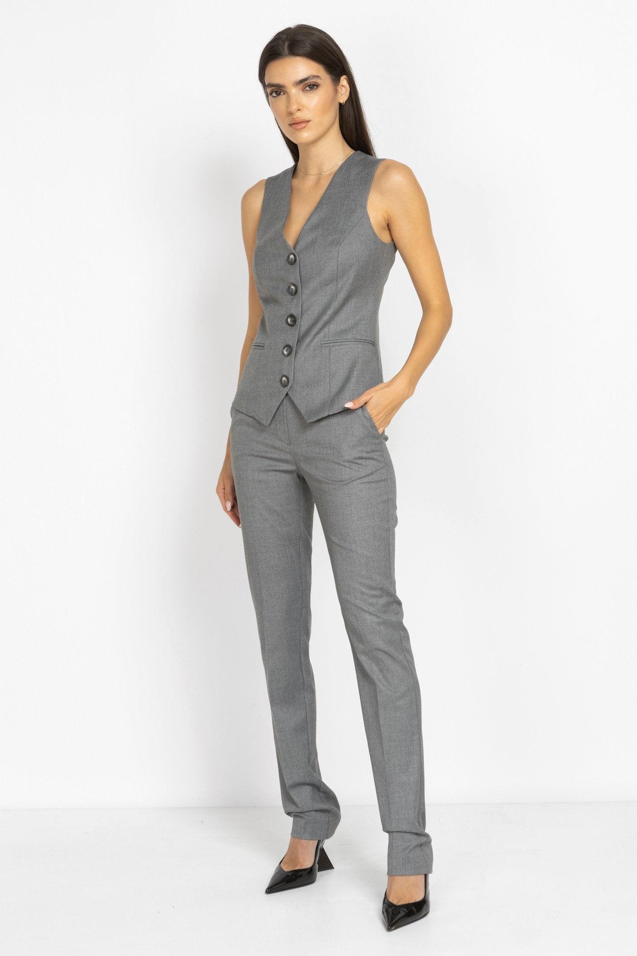 Slim-Fit Tailored Trousers in Grey