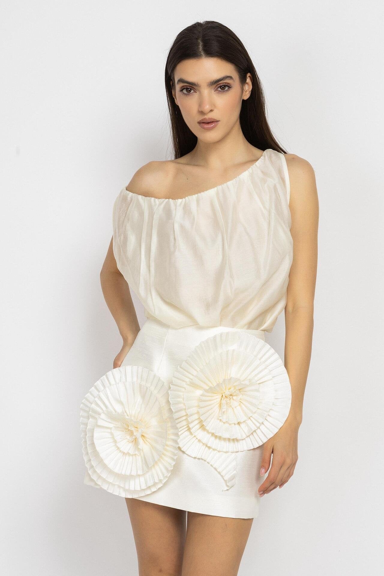 Draped Top in Ecru