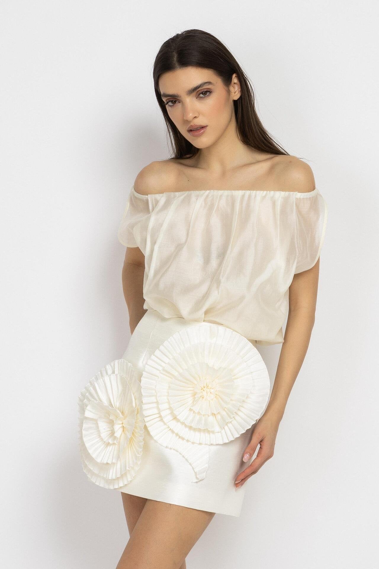 Draped Top in Ecru