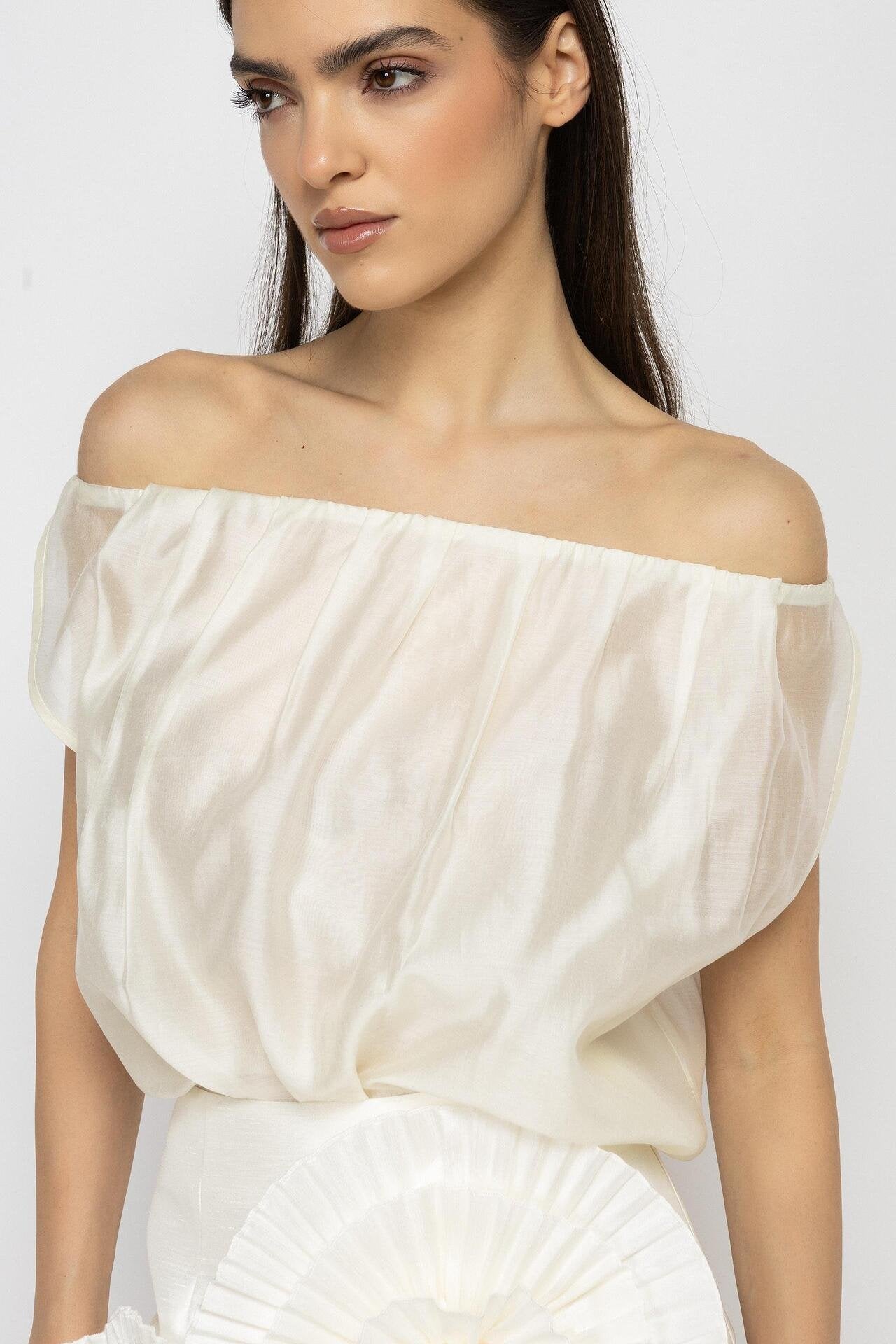 Draped Top in Ecru