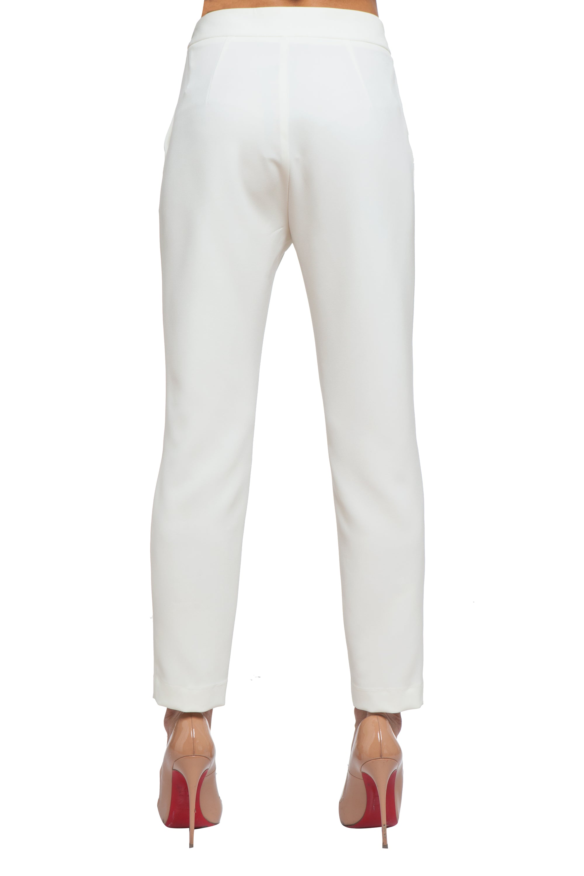 White High waisted slim fit trousers