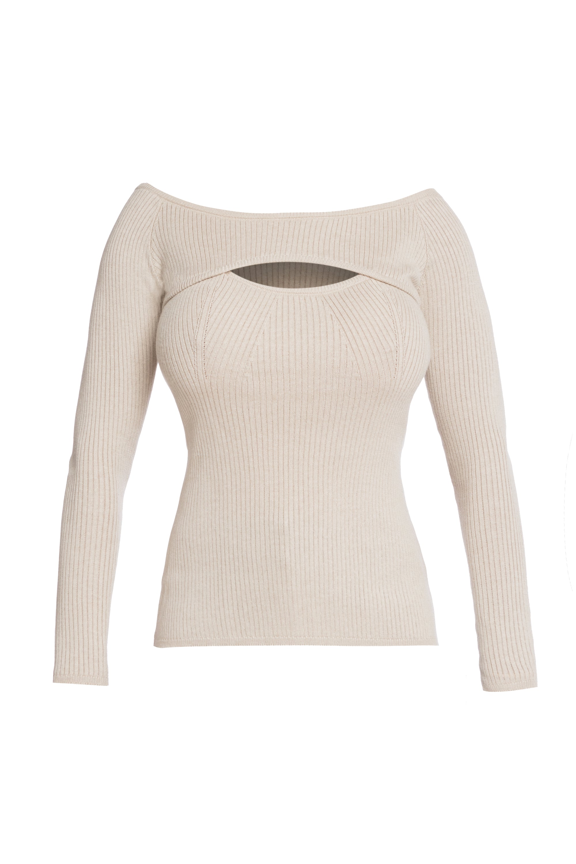 Ribbed Knit Cutout Sweater