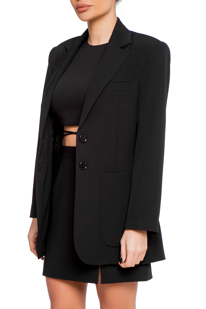Black oversized twill blazer