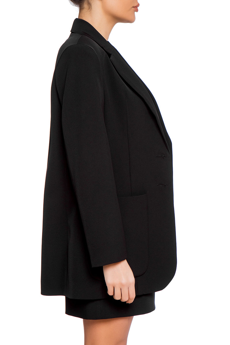 Black oversized twill blazer