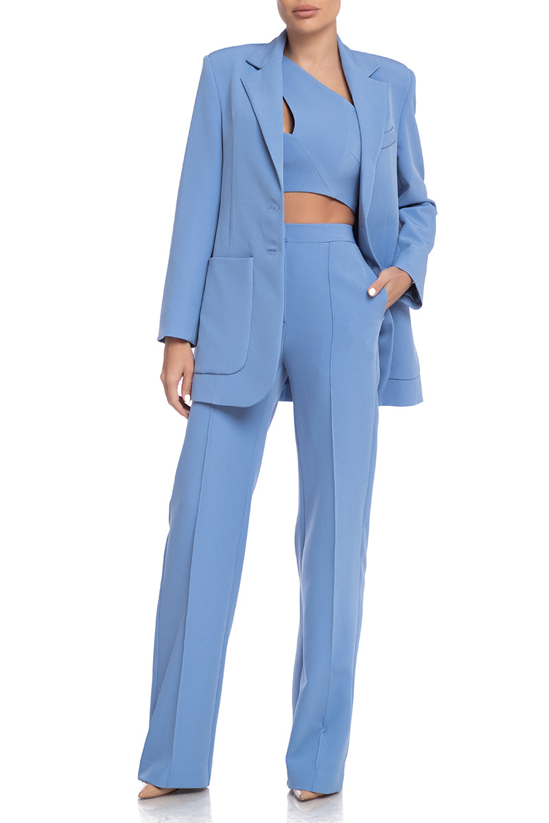 Blue oversized twill blazer