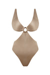 Toffee cutout ring detail one piece swimsuit