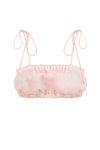 Spaghetti strap rushed linen crop top in pink