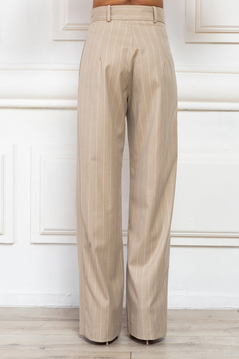 Pleated pinstripe wide-leg pants