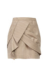 Twill pleated asymmetric mini skirt