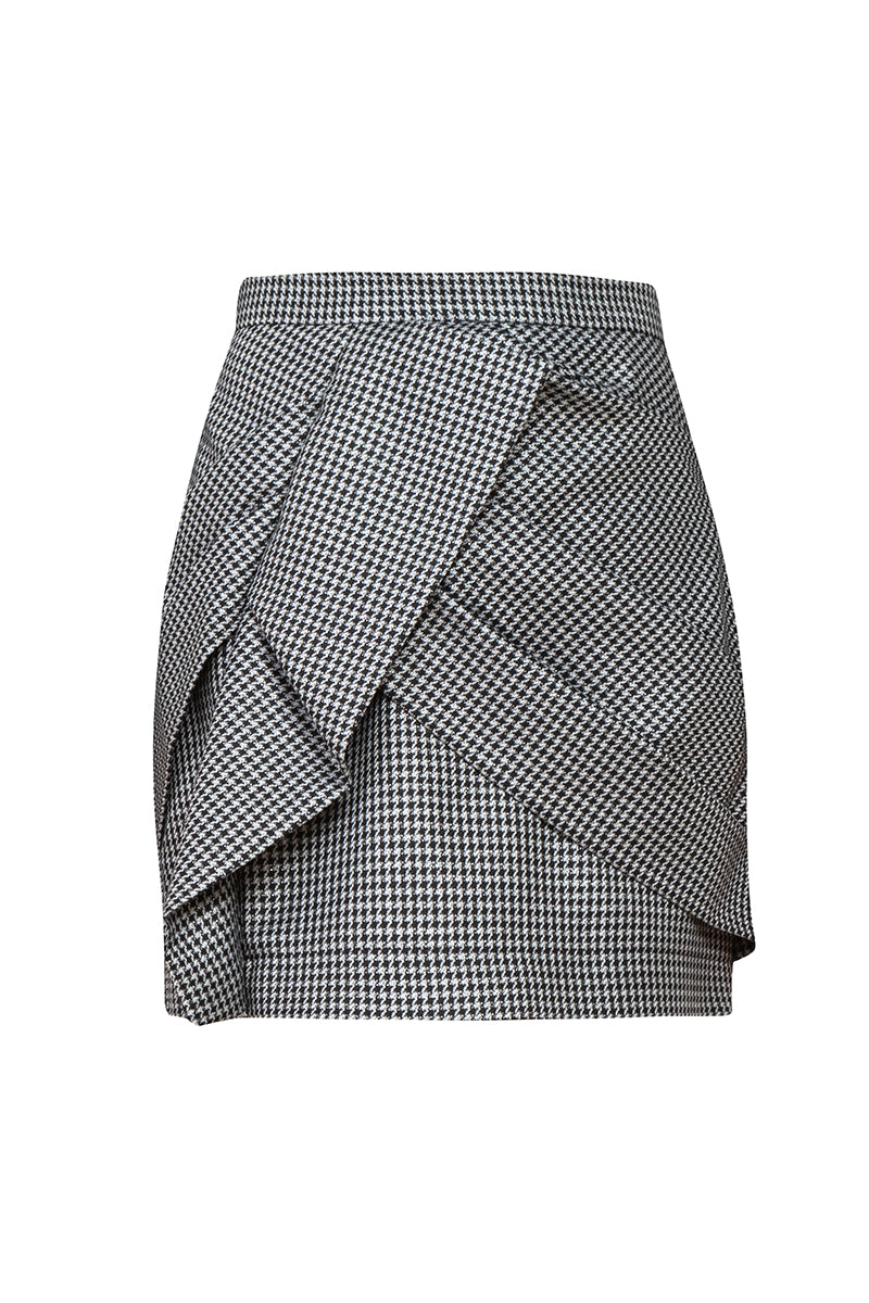 Pleated asymmetric mini skirt
