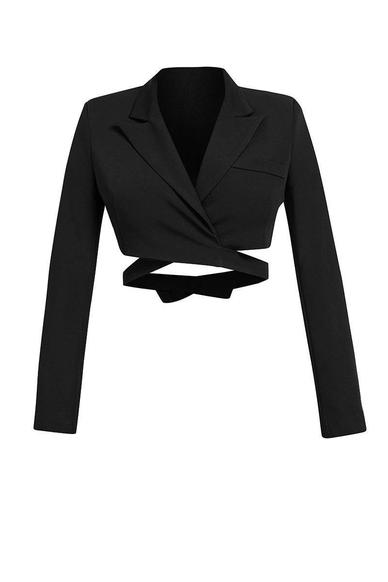 Cropped tailored blazer in black