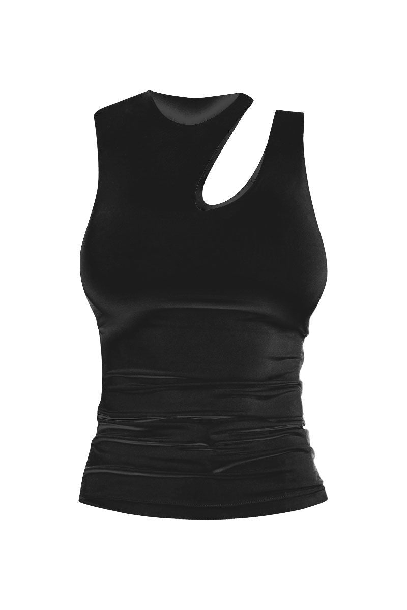 Black sleeveless cut-out top